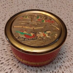 Festive Red and Gold Decorative Porcelain Trinket Box